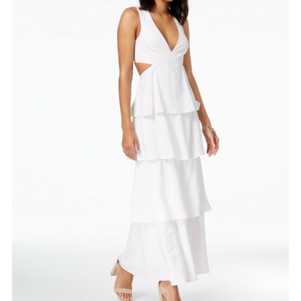 Bardot Cut-Out Tiered White Dress Size 8